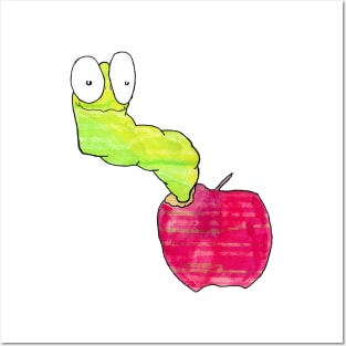 Worm in an Apple Posters and Art